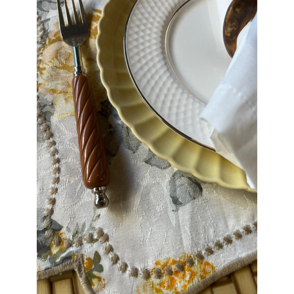 S/N - JOGO AMERICANO - FLORES DOURADAS COM AMARELO