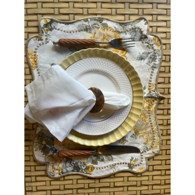 S/N - JOGO AMERICANO - FLORES DOURADAS COM AMARELO S/N - JOGO AMERICANO - FLORES DOURADAS COM AMARELO