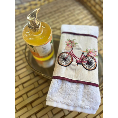 TOALHA DE LAVABO - BORDADO DE BICICLETA TOALHA DE LAVABO - BORDADO DE BICICLETA