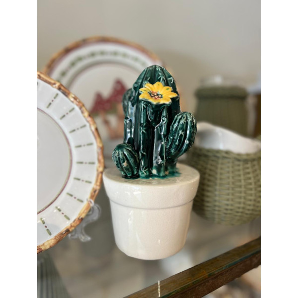 PECA DE CER DECOR MESA/DESIGN CACTUS 24X12CM VERDE/BRANCO