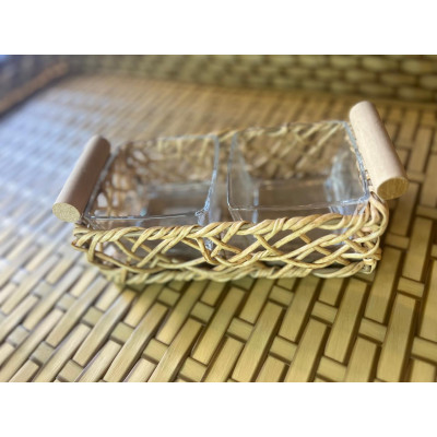 SET BANDEJA PLAS P/APERITIVO 19X10,50X6,50/9X9X5CM BG S 4 PC