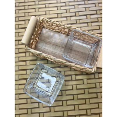 SET BANDEJA PLAS P/APERITIVO 19X10,50X6,50/9X9X5CM BG S 4 PC