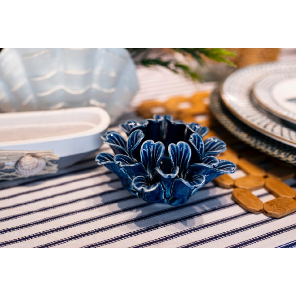 PORTA VELA CERAMICA AZUL