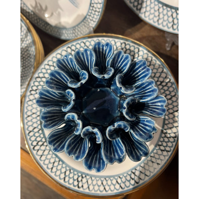 PORTA VELA CERAMICA AZUL