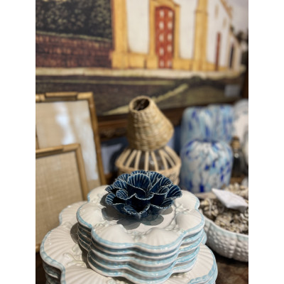 PORTA VELA CERAMICA AZUL
