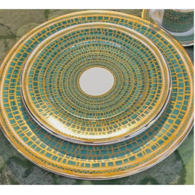 CONJ PRATO RASO TURQUEZA GEO C/ OURO CONJ PRATO RASO TURQUEZA GEO C/ OURO