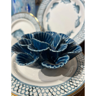 PORTA VELA CERAMICA AZUL