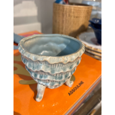 Cachepô Fergie Cerâmica Azul Com Pé Cachepô Fergie Cerâmica Azul Com Pé
