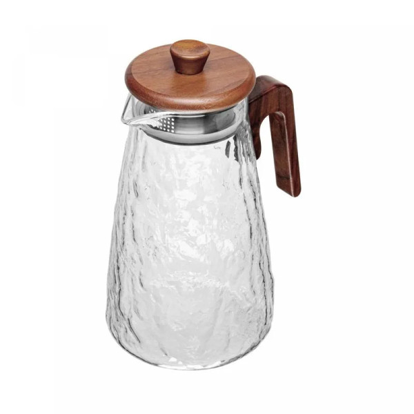 JARRA DE VIDRO BOROSSILICATO COM TAMPA E CABO EM BAMBU 1,5L
