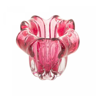 VASO DE VIDRO ITALY ROSA 14cm x 13cm