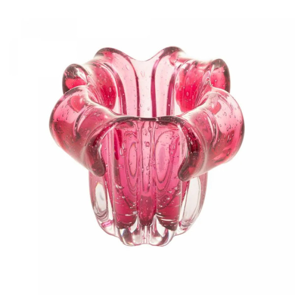 VASO DE VIDRO ITALY ROSA 14cm x 13cm