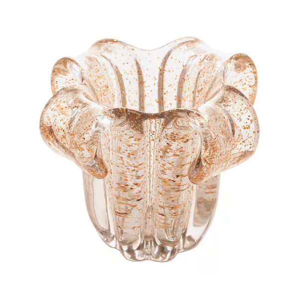 VASO DE VIDRO ITALY DOURADO 14cm x 13cm