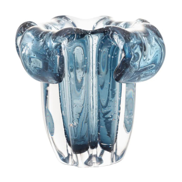 VASO DE VIDRO ITALY AZUL 14cm x 13cm