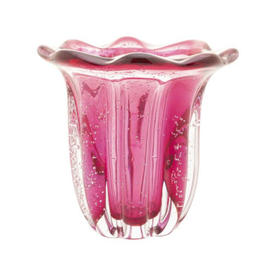 VASO DE VIDRO ITALY ROSA 14,5cm x 13cm VASO DE VIDRO ITALY ROSA 14,5cm x 13cm