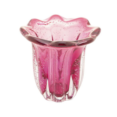 VASO DE VIDRO ITALY ROSA 14,5cm x 13cm VASO DE VIDRO ITALY ROSA 14,5cm x 13cm
