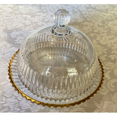 QUEIJEIRA DE CRISTAL DE CHUMBO COM TAMPA E FIO DE OURO IMPERATRIZ