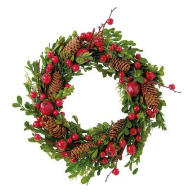 GUIRLANDA C/FOLHAS FRUTA E PINHA VRM/VRD 30CM GUIRLANDA C/FOLHAS FRUTA E PINHA VRM/VRD 30CM