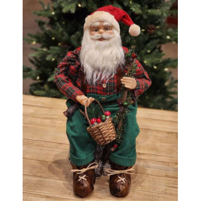 PAPAI NOEL NATAL SENTADO (VERMELHO VERDE ) 45CM