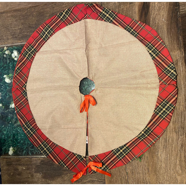 SAIA DE ÁRVORE NATAL TECIDO (BEGE VERMELHA) 85CM