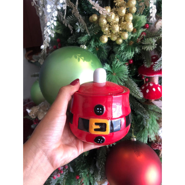 NATAL POTE DECORATIVO COM TAMPA PAPAI NOEL