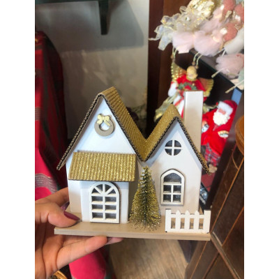 CASINHA  DECOR C/ LED 13X8,5X14,5cm (CHAMPANHE)