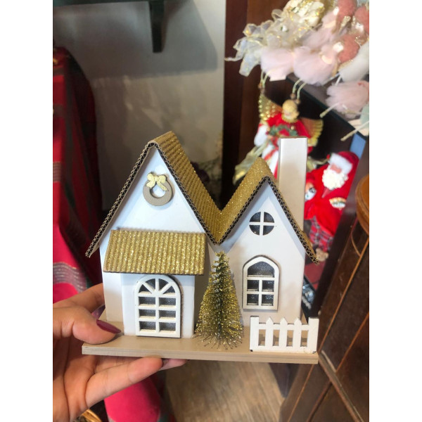 CASINHA  DECOR C/ LED 13X8,5X14,5cm (CHAMPANHE)