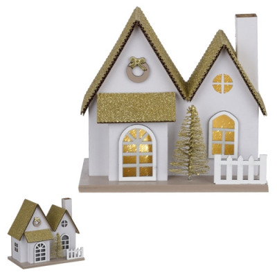 CASINHA  DECOR C/ LED 13X8,5X14,5cm (CHAMPANHE)