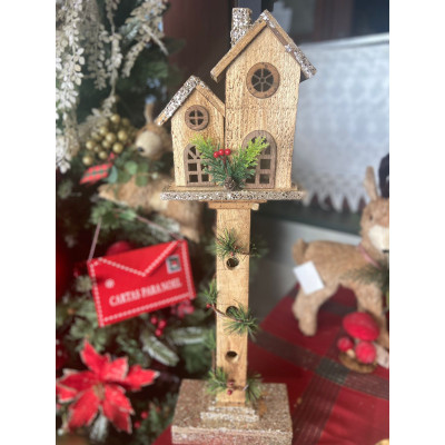 POSTE DECORATIVO C/CASINHA C/ LED 62X15cm (BEGE CHAMPANHE) POSTE DECORATIVO C/CASINHA C/ LED 62X15cm (BEGE CHAMPANHE)
