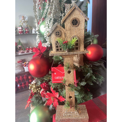 POSTE DECORATIVO C/CASINHA C/ LED 62X15cm (BEGE CHAMPANHE) POSTE DECORATIVO C/CASINHA C/ LED 62X15cm (BEGE CHAMPANHE)