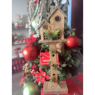 POSTE DECORATIVO C/CASINHA C/ LED 62X15cm (BEGE CHAMPANHE) POSTE DECORATIVO C/CASINHA C/ LED 62X15cm (BEGE CHAMPANHE)