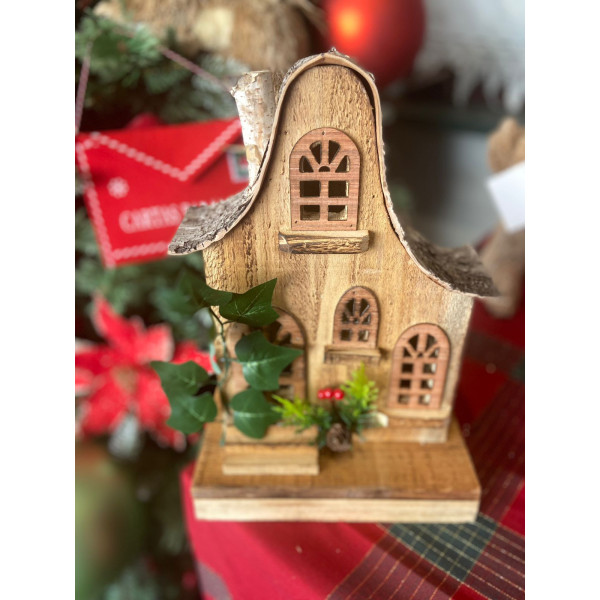 CASA DECORATIVA COM LED 31X12cm (BEGE)