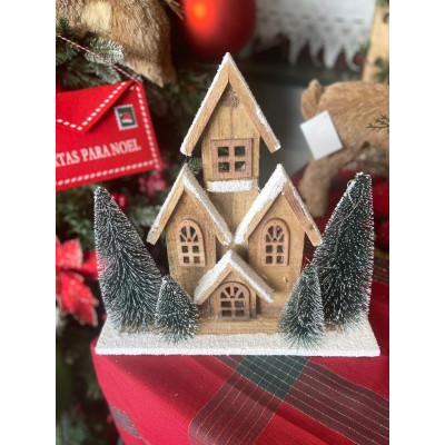 CASA DECORATIVA COM LED 30X20cm (BEGE BRANCO) CASA DECORATIVA COM LED 30X20cm (BEGE BRANCO)