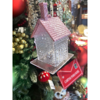 ENFEITE CASA NATAL PENDURAR (ROSA CLARO) 10X8X6cm ENFEITE CASA NATAL PENDURAR (ROSA CLARO) 10X8X6cm