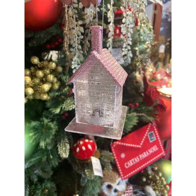 ENFEITE CASA NATAL PENDURAR (ROSA CLARO) 10X8X6cm ENFEITE CASA NATAL PENDURAR (ROSA CLARO) 10X8X6cm