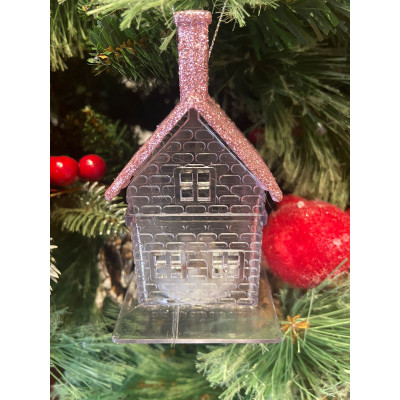 ENFEITE CASA NATAL PENDURAR (ROSA CLARO) 10X8X6cm ENFEITE CASA NATAL PENDURAR (ROSA CLARO) 10X8X6cm