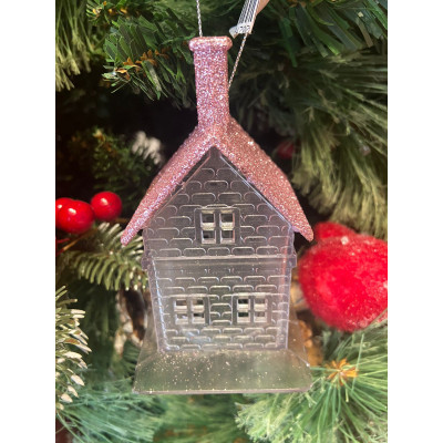 ENFEITE CASA NATAL PENDURAR (ROSA CLARO) 10X8X6cm ENFEITE CASA NATAL PENDURAR (ROSA CLARO) 10X8X6cm