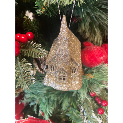 ENFEITE CASA NATAL PENDURAR (CHAMPANHE) 10X8X6cm ENFEITE CASA NATAL PENDURAR (CHAMPANHE) 10X8X6cm