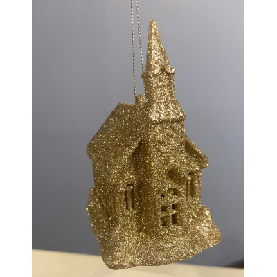 ENFEITE CASA NATAL PENDURAR (CHAMPANHE) 10X8X6cm ENFEITE CASA NATAL PENDURAR (CHAMPANHE) 10X8X6cm