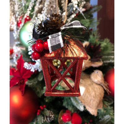 ENFEITE NATAL LAMPARINA PENDURAR C/PINHA (VERMELHO) 12cm ENFEITE NATAL LAMPARINA PENDURAR C/PINHA (VERMELHO) 12cm