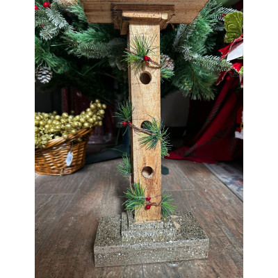 POSTE DECORATIVO  C/CASINHA C/ LED 62X15cm (BEGE CHAMPANHE) (FLORARTE) Vol. 1