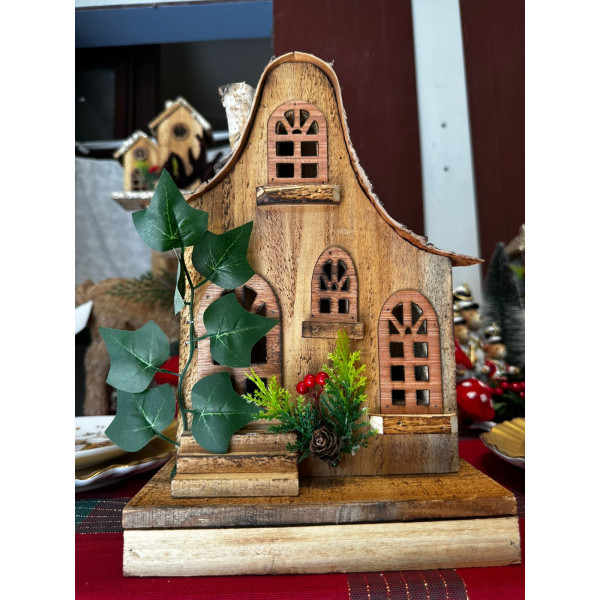 CASA DECORATIVA  C/LED 31X12cm (BEGE) (FLORARTE) Vol. 2