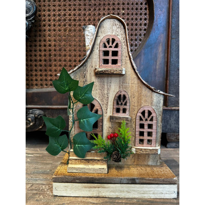 CASA DECORATIVA  C/LED 31X12cm (BEGE) (FLORARTE) Vol. 2
