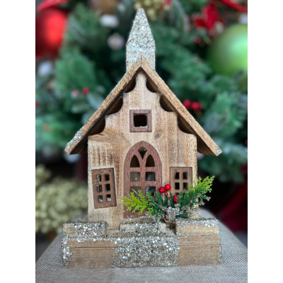 CASA DECORATIVA  C/LED 35X5cm (BEGE CHAMPANHE) (FLORARTE) Vol. 2