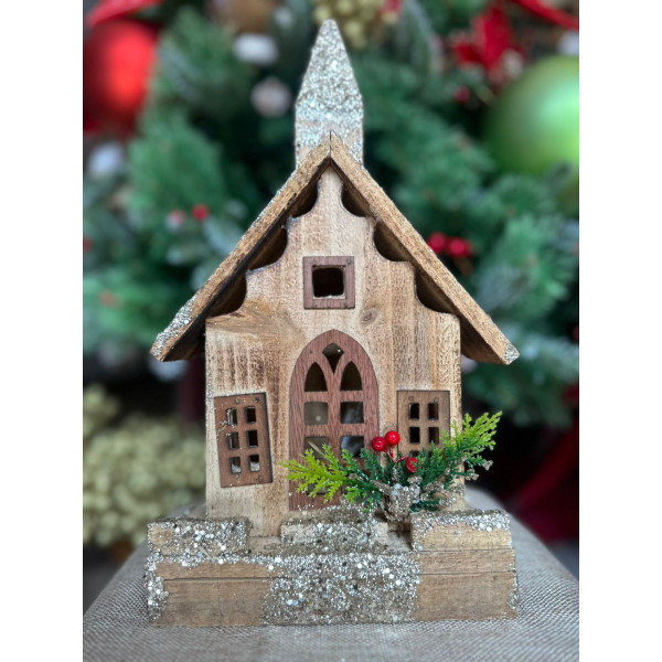 CASA DECORATIVA  C/LED 35X5cm (BEGE CHAMPANHE) (FLORARTE) Vol. 2