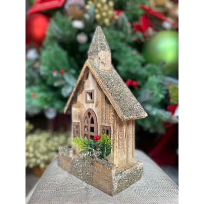 CASA DECORATIVA  C/LED 35X5cm (BEGE CHAMPANHE) (FLORARTE) Vol. 2
