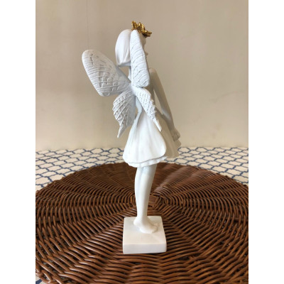 ESCULTURA DECOR POLIRESINA FADA (BRANCO DOURADO) 24X10,5X10,5cm (FLORARTE) Vol. 3