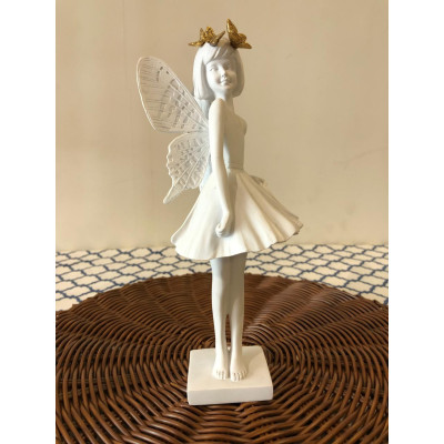 ESCULTURA DECOR POLIRESINA FADA (BRANCO DOURADO) 24X10,5X10,5cm (FLORARTE) Vol. 3