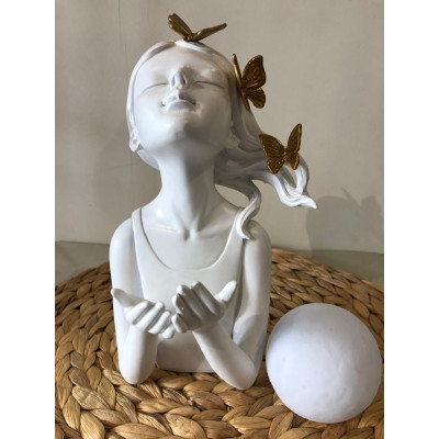 ESCULTURA DECOR POLIRESINA C/ LUA MENINA (BRANCO DOURADO) 25,3X13X15,5cm (FLORARTE) Vol. 3 a 4 ESCULTURA DECOR POLIRESINA C/ LUA MENINA (BRANCO DOURADO) 25,3X13X15,5cm (FLORARTE) Vol. 3 a 4