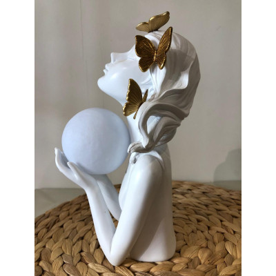 ESCULTURA DECOR POLIRESINA C/ LUA MENINA (BRANCO DOURADO) 25,3X13X15,5cm (FLORARTE) Vol. 3 a 4 ESCULTURA DECOR POLIRESINA C/ LUA MENINA (BRANCO DOURADO) 25,3X13X15,5cm (FLORARTE) Vol. 3 a 4