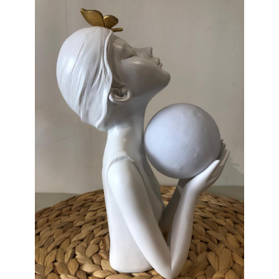 ESCULTURA DECOR POLIRESINA C/ LUA MENINA (BRANCO DOURADO) 25,3X13X15,5cm (FLORARTE) Vol. 3 a 4 ESCULTURA DECOR POLIRESINA C/ LUA MENINA (BRANCO DOURADO) 25,3X13X15,5cm (FLORARTE) Vol. 3 a 4